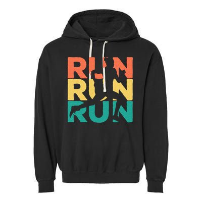 Retro Vintage Running Gift For Runners Garment-Dyed Fleece Hoodie