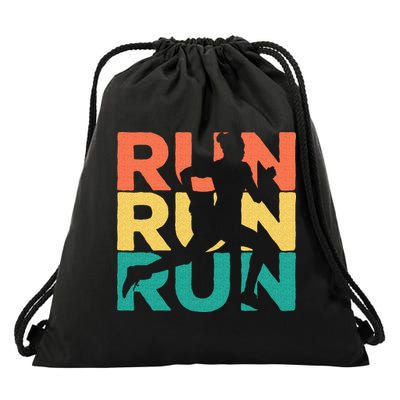 Retro Vintage Running Gift For Runners Drawstring Bag