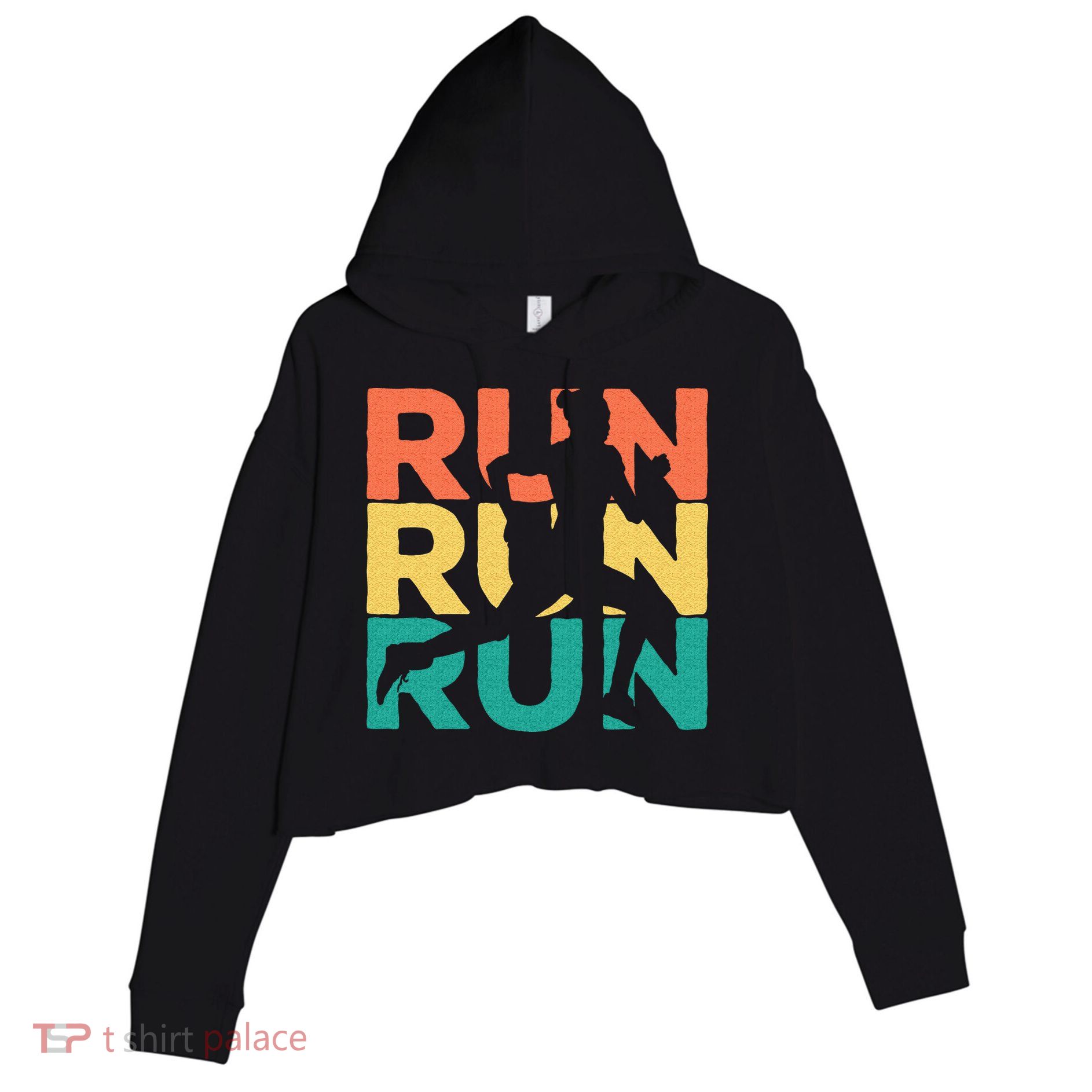 Retro Vintage Running Gift For Runners Crop Fleece Hoodie