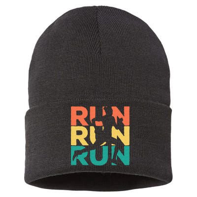 Retro Vintage Running Gift For Runners Sustainable Knit Beanie