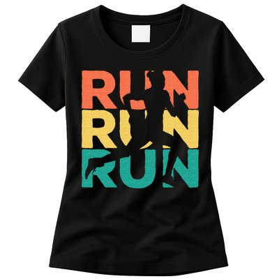 Retro Vintage Running Gift For Runners Womens T-Shirt