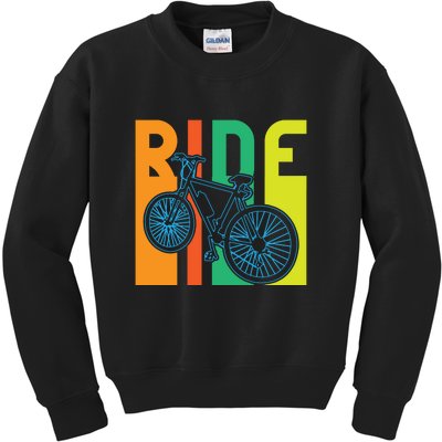 Ride Vintage Retro Biker Lover Gift Road Cyling Kids Sweatshirt