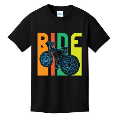 Ride Vintage Retro Biker Lover Gift Road Cyling Kids T-Shirt