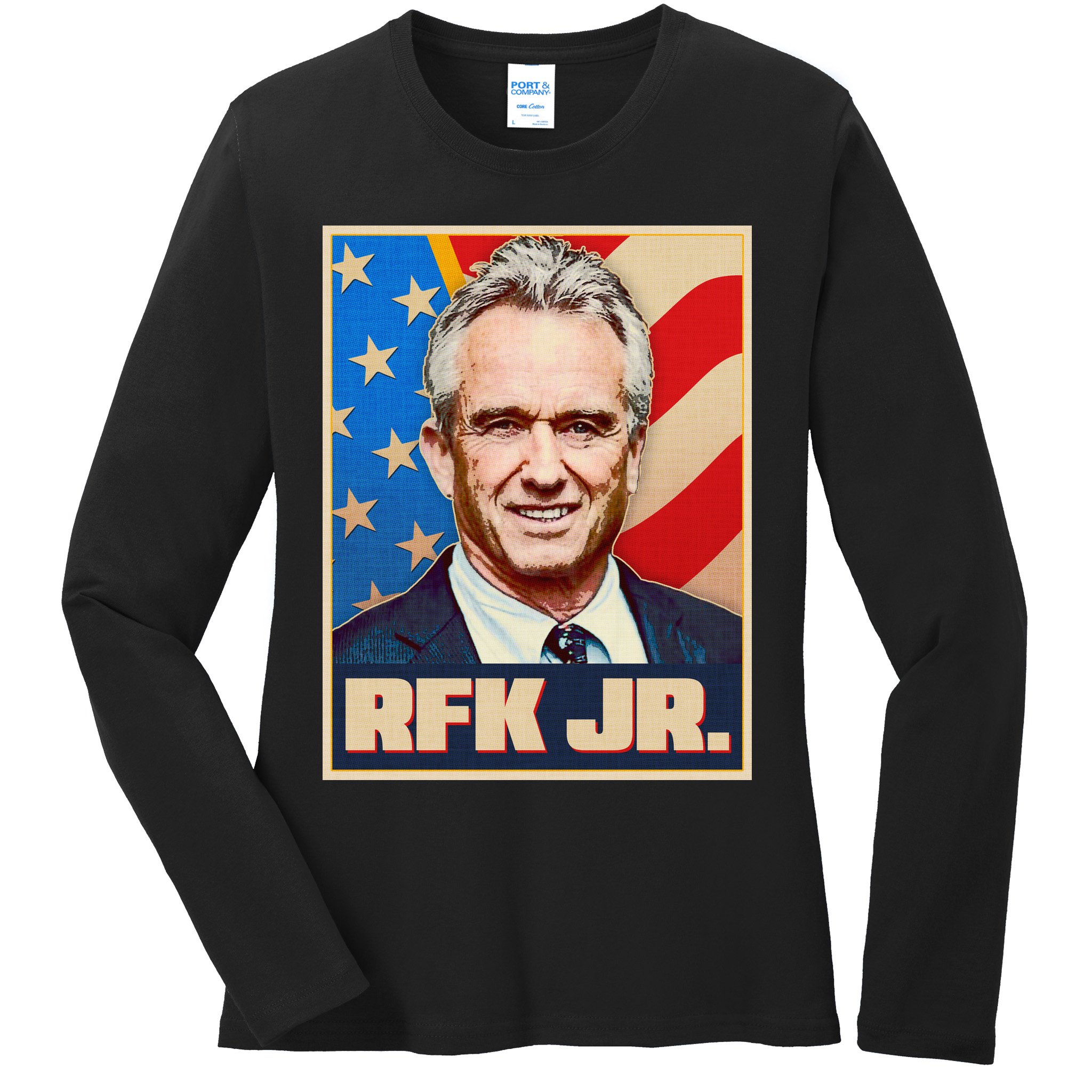 Retro Vintage RFK Jr. Election Poster Robert F. Kennedy Jr. Ladies Long Sleeve Shirt