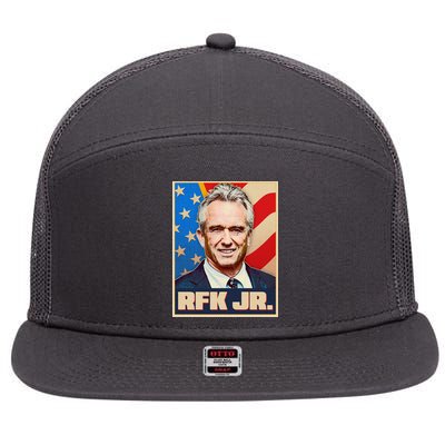Retro Vintage RFK Jr. Election Poster Robert F. Kennedy Jr. 7 Panel Mesh Trucker Snapback Hat