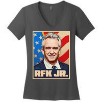 Retro Vintage RFK Jr. Election Poster Robert F. Kennedy Jr. Women's V-Neck T-Shirt