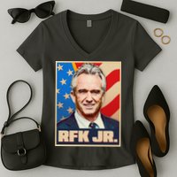 Retro Vintage RFK Jr. Election Poster Robert F. Kennedy Jr. Women's V-Neck T-Shirt