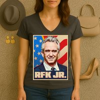 Retro Vintage RFK Jr. Election Poster Robert F. Kennedy Jr. Women's V-Neck T-Shirt