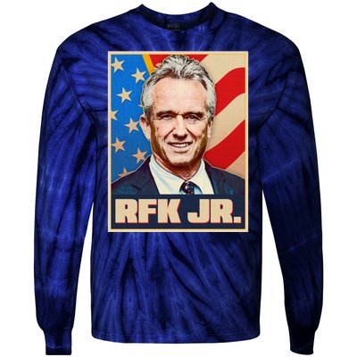 Retro Vintage RFK Jr. Election Poster Robert F. Kennedy Jr. Tie-Dye Long Sleeve Shirt