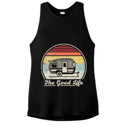 Retro Vintage Shasta Trailer The Good Life Camper Camping Ladies PosiCharge Tri-Blend Wicking Tank