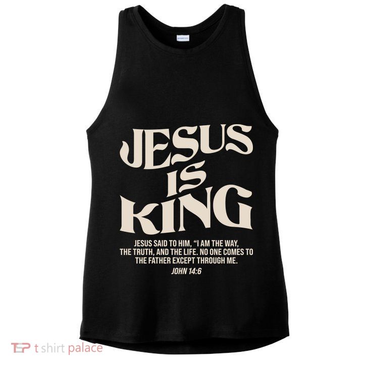 Retro Vintage Style Jesus Is King John 14:6 Ladies PosiCharge Tri-Blend Wicking Tank