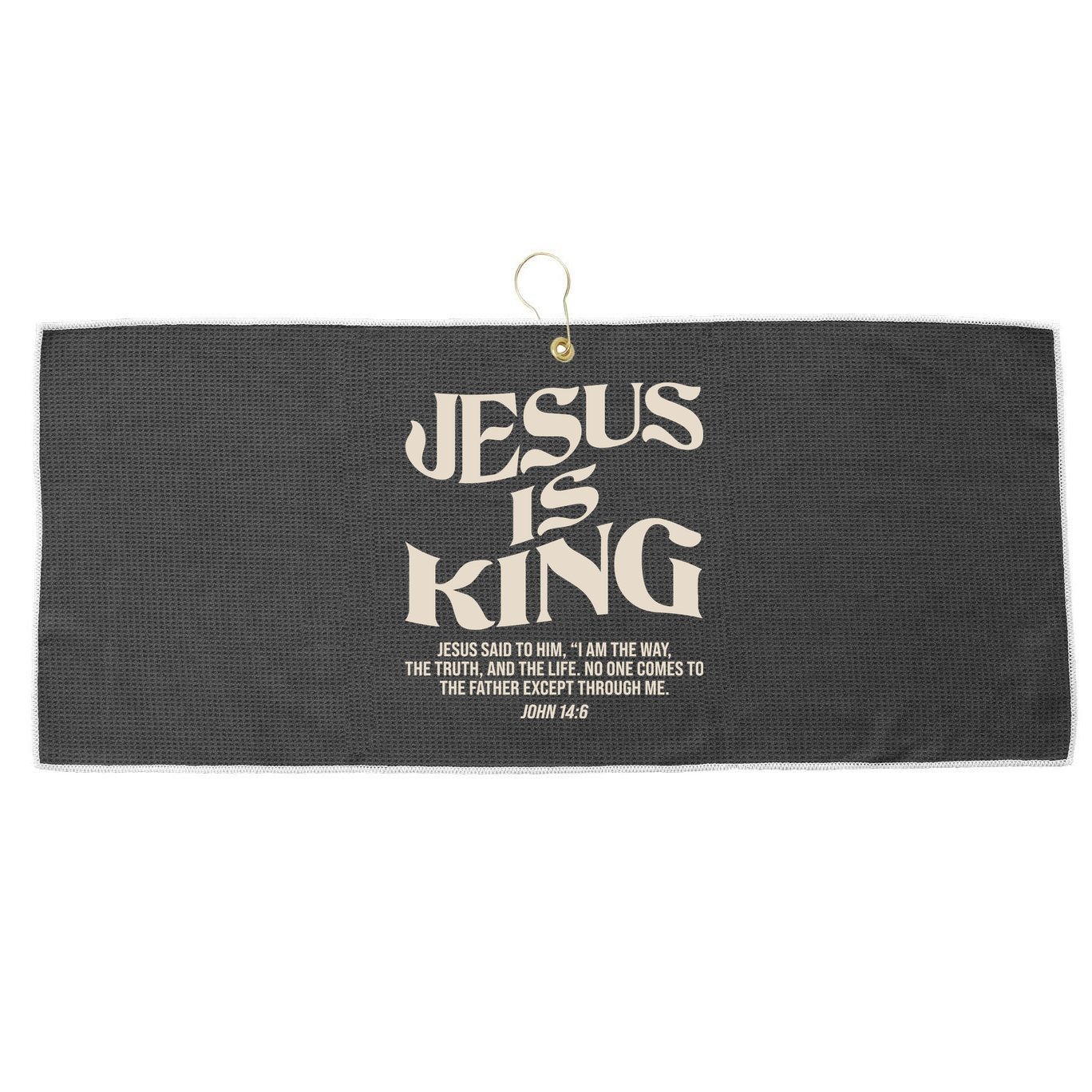 Retro Vintage Style Jesus Is King John 14:6 Large Microfiber Waffle Golf Towel