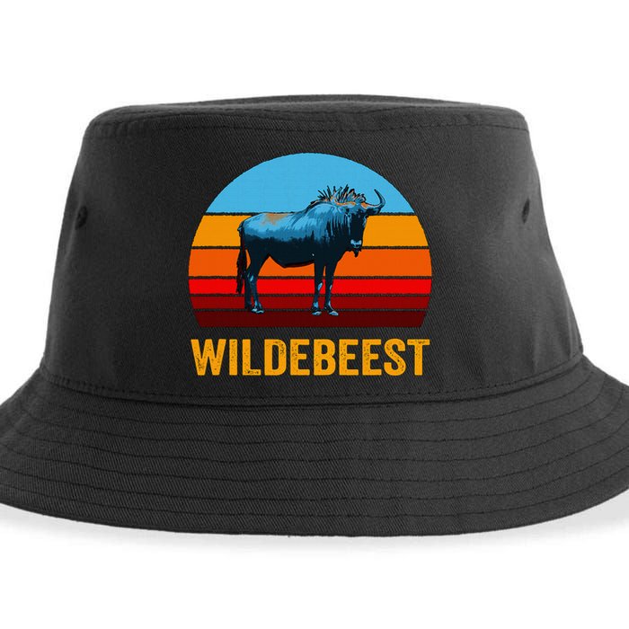 Retro Vintage Style Sunset Wildebeest Sustainable Bucket Hat