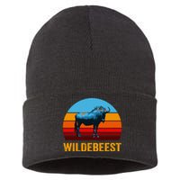 Retro Vintage Style Sunset Wildebeest Sustainable Knit Beanie