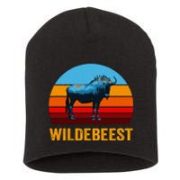 Retro Vintage Style Sunset Wildebeest Short Acrylic Beanie