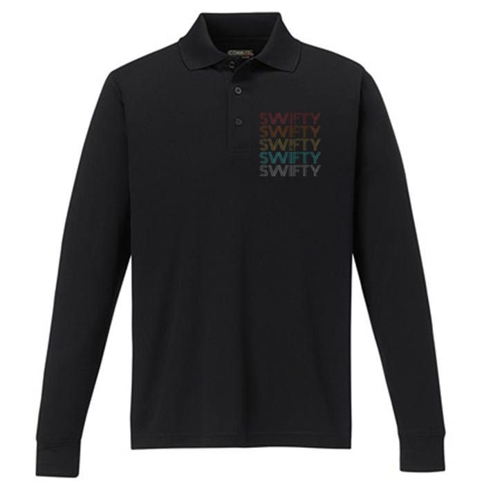 Retro Vintage Swifty Gift Performance Long Sleeve Polo