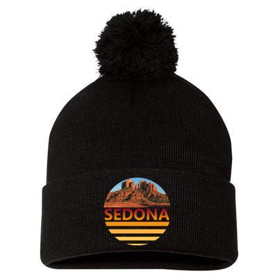 Retro Vintage Sedona Arizona Az Sunset Gift Pom Pom 12in Knit Beanie