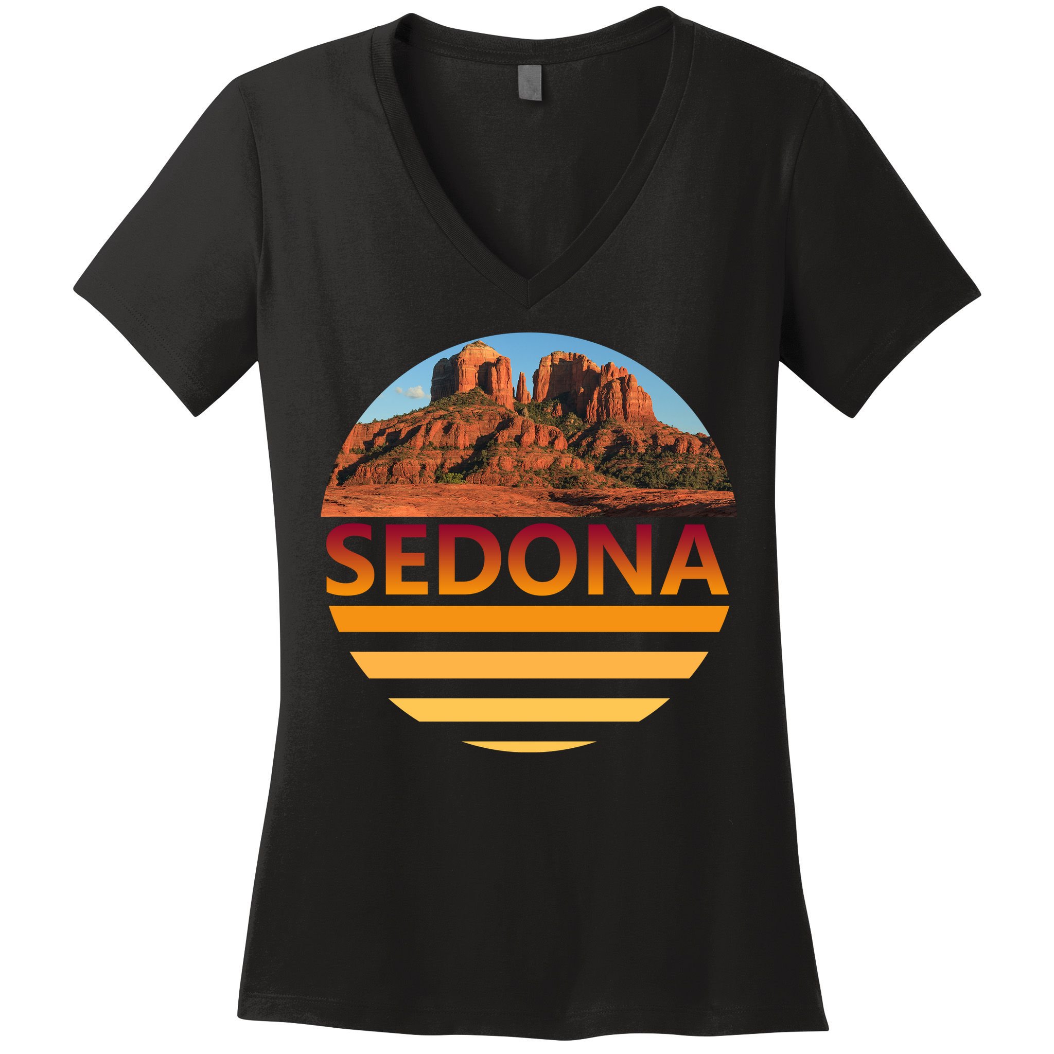 Retro Vintage Sedona Arizona Az Sunset Gift Women's V-Neck T-Shirt