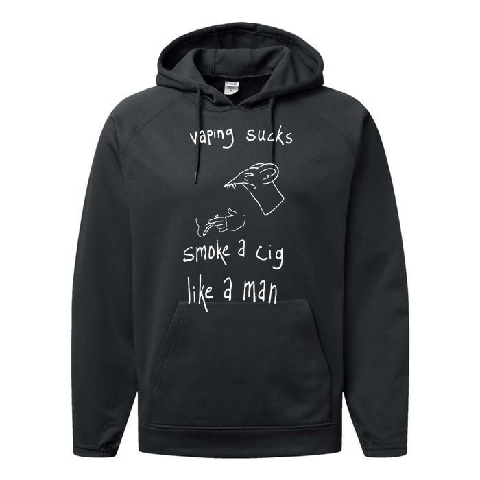 Rat Vaping Sucks Smoke A Cig Like A Man Performance Fleece Hoodie