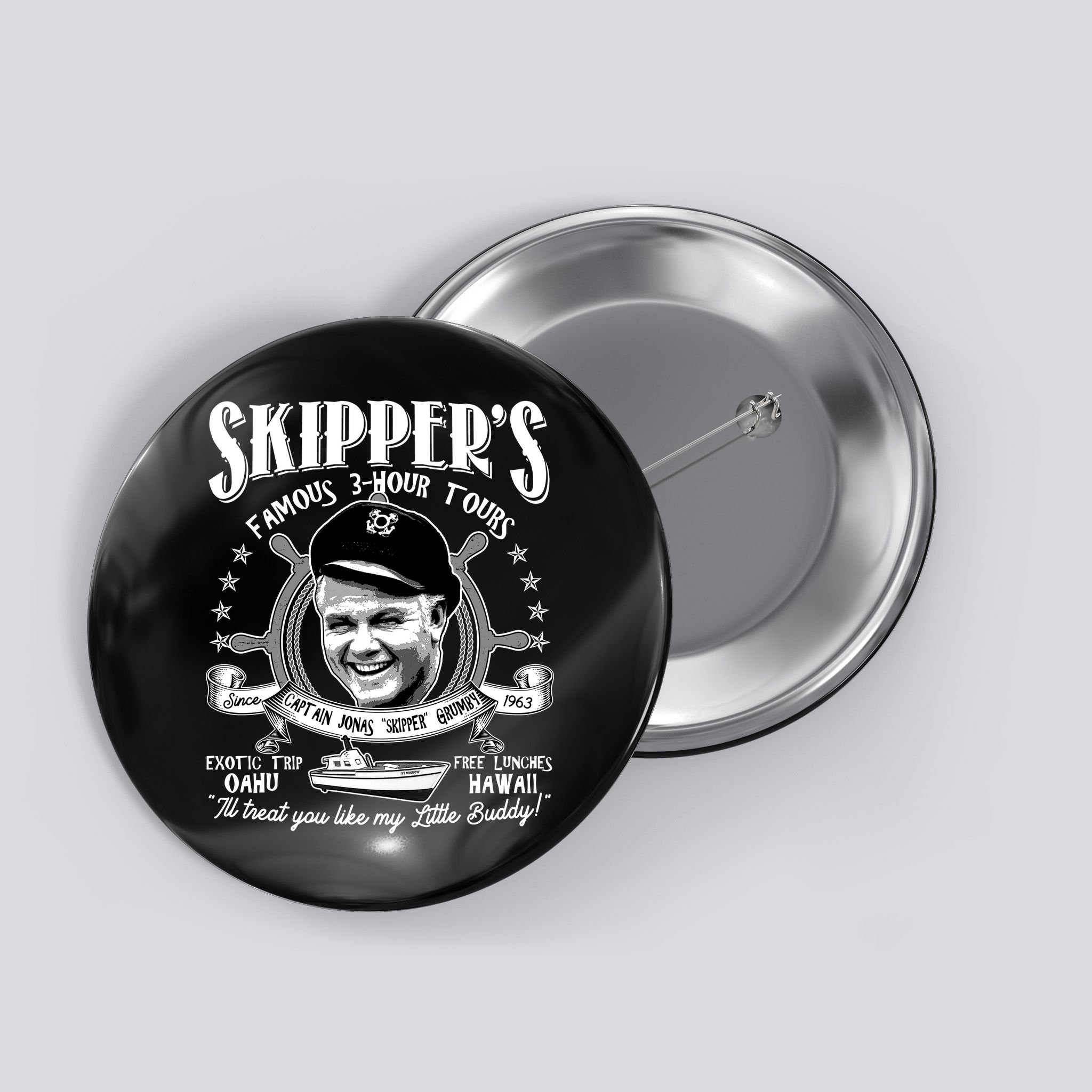 Retro Vintage Skipper's Famous 3Hour Tours Button