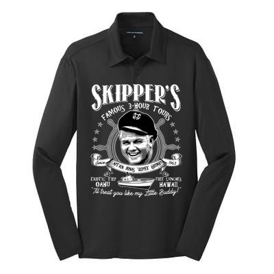 Retro Vintage Skipper's Famous 3Hour Tours Silk Touch Performance Long Sleeve Polo