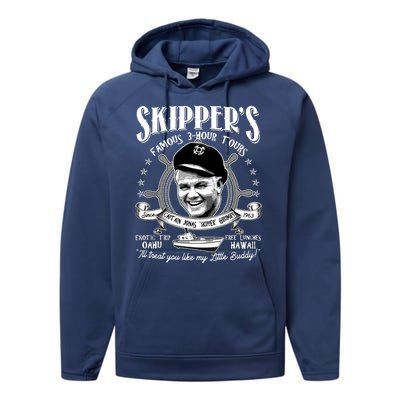 Retro Vintage Skipper's Famous 3Hour Tours Performance Fleece Hoodie