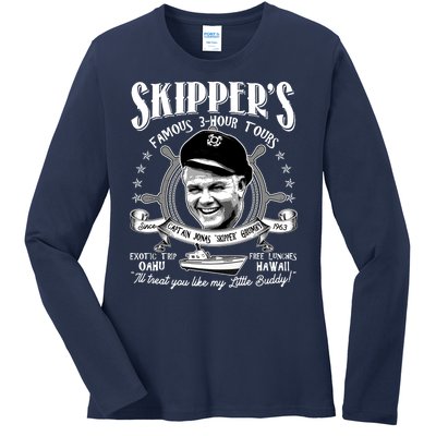 Retro Vintage Skipper's Famous 3Hour Tours Ladies Long Sleeve Shirt