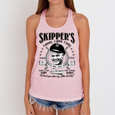 Retro Vintage Skipper's Famous 3Hour Tours Women's Knotted Racerback Tank