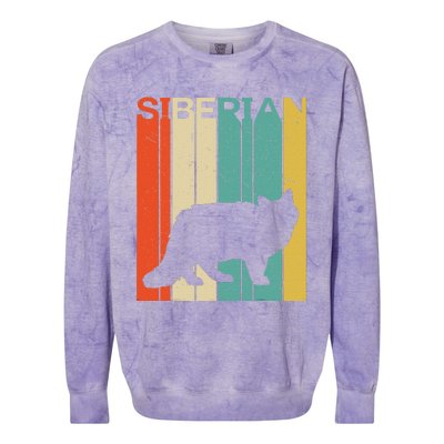 Retro Vintage Siberian Cat Silhouette Siberian Cat Lover Colorblast Crewneck Sweatshirt