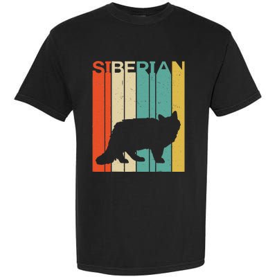 Retro Vintage Siberian Cat Silhouette Siberian Cat Lover Garment-Dyed Heavyweight T-Shirt