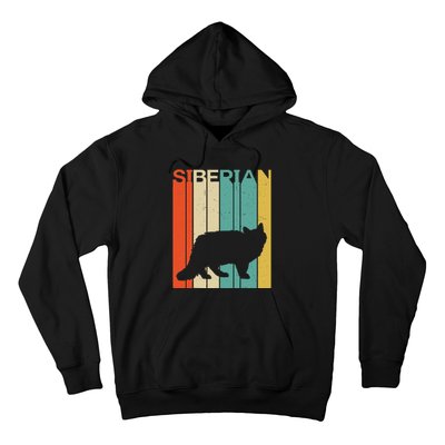 Retro Vintage Siberian Cat Silhouette Siberian Cat Lover Hoodie