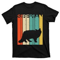 Retro Vintage Siberian Cat Silhouette Siberian Cat Lover T-Shirt