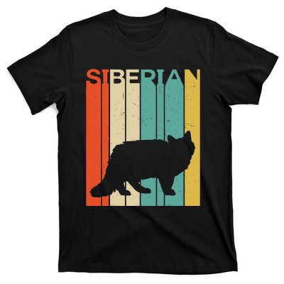 Retro Vintage Siberian Cat Silhouette Siberian Cat Lover T-Shirt