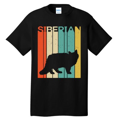 Retro Vintage Siberian Cat Silhouette Siberian Cat Lover Tall T-Shirt