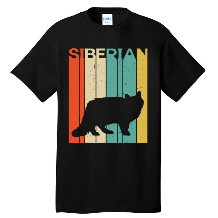 Retro Vintage Siberian Cat Silhouette Siberian Cat Lover Tall T-Shirt