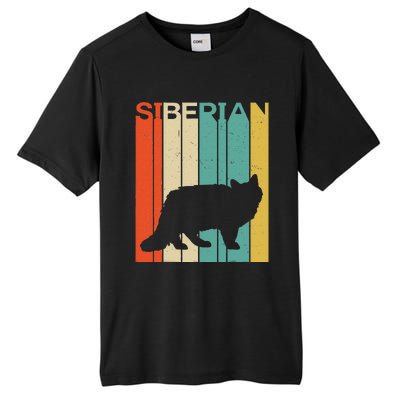 Retro Vintage Siberian Cat Silhouette Siberian Cat Lover Tall Fusion ChromaSoft Performance T-Shirt