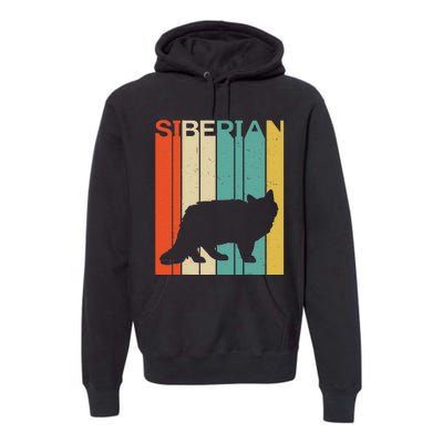 Retro Vintage Siberian Cat Silhouette Siberian Cat Lover Premium Hoodie