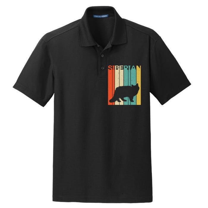 Retro Vintage Siberian Cat Silhouette Siberian Cat Lover Dry Zone Grid Polo