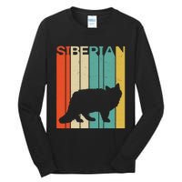 Retro Vintage Siberian Cat Silhouette Siberian Cat Lover Tall Long Sleeve T-Shirt