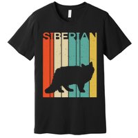 Retro Vintage Siberian Cat Silhouette Siberian Cat Lover Premium T-Shirt