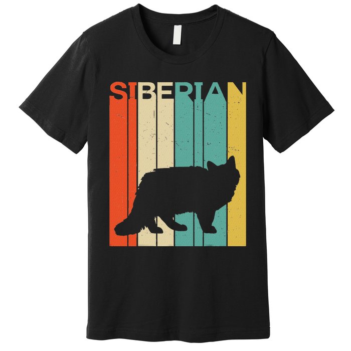 Retro Vintage Siberian Cat Silhouette Siberian Cat Lover Premium T-Shirt