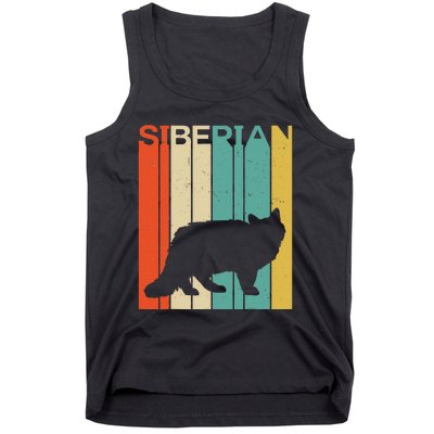 Retro Vintage Siberian Cat Silhouette Siberian Cat Lover Tank Top