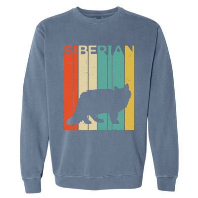 Retro Vintage Siberian Cat Silhouette Siberian Cat Lover Garment-Dyed Sweatshirt