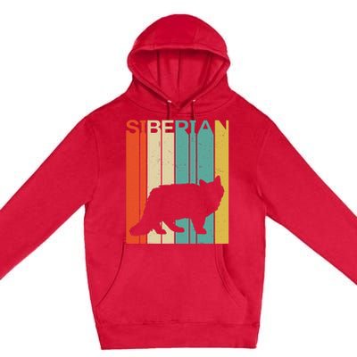 Retro Vintage Siberian Cat Silhouette Siberian Cat Lover Premium Pullover Hoodie