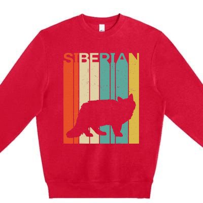 Retro Vintage Siberian Cat Silhouette Siberian Cat Lover Premium Crewneck Sweatshirt