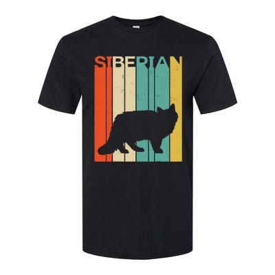 Retro Vintage Siberian Cat Silhouette Siberian Cat Lover Softstyle CVC T-Shirt