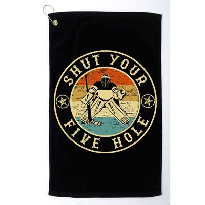 Retro Vintage Shut Your Five Hole Ice Hockey Golf Towel