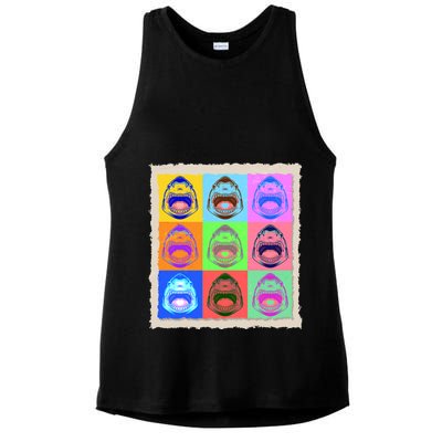 Retro Vintage Shark Attack Pop Art Poster Ladies PosiCharge Tri-Blend Wicking Tank