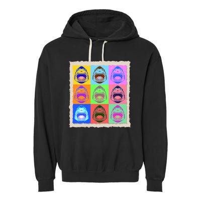 Retro Vintage Shark Attack Pop Art Poster Garment-Dyed Fleece Hoodie