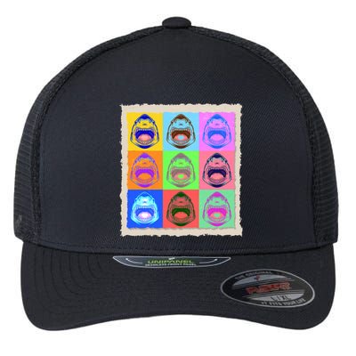 Retro Vintage Shark Attack Pop Art Poster Flexfit Unipanel Trucker Cap